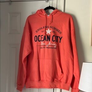 Coral Ocean City Graphic Hoodie